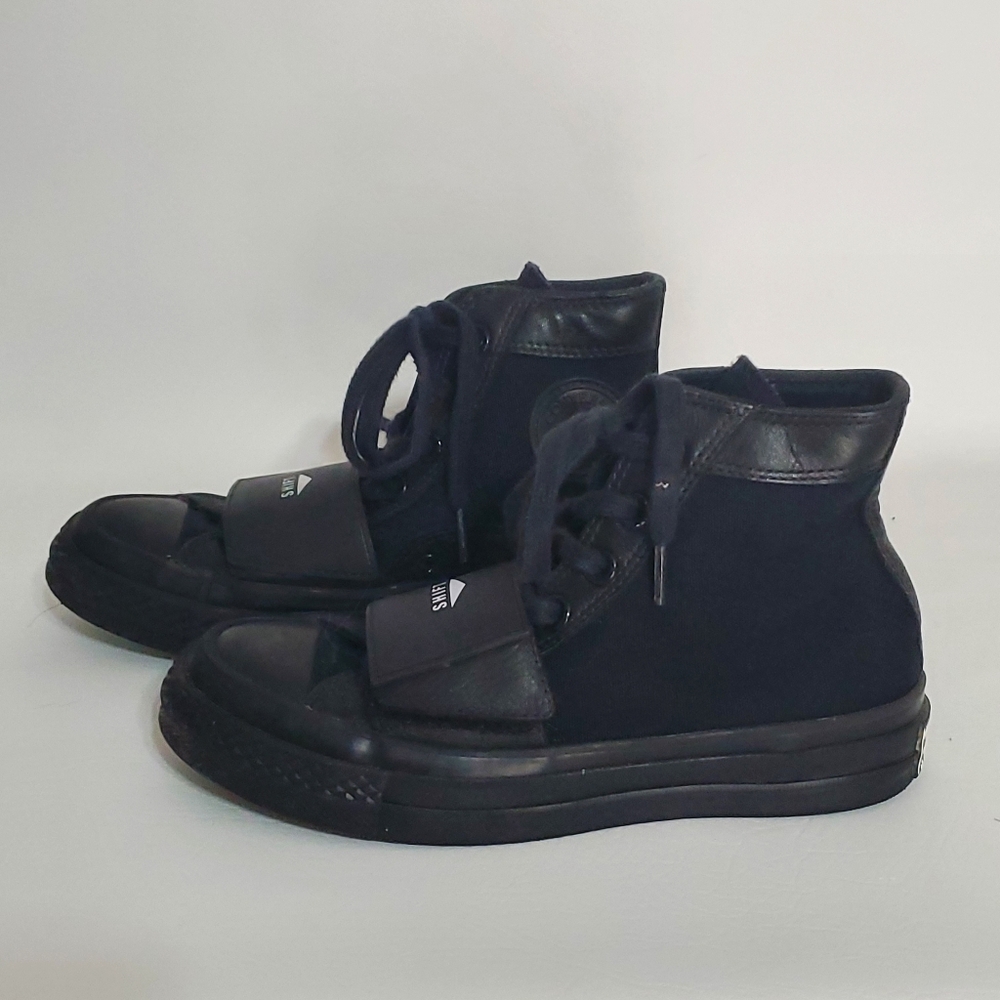 Converse Chuck Taylor Motorcycle Black Athletic Shoes Covered Laces Men's Size 3 - Picture 3 of 8